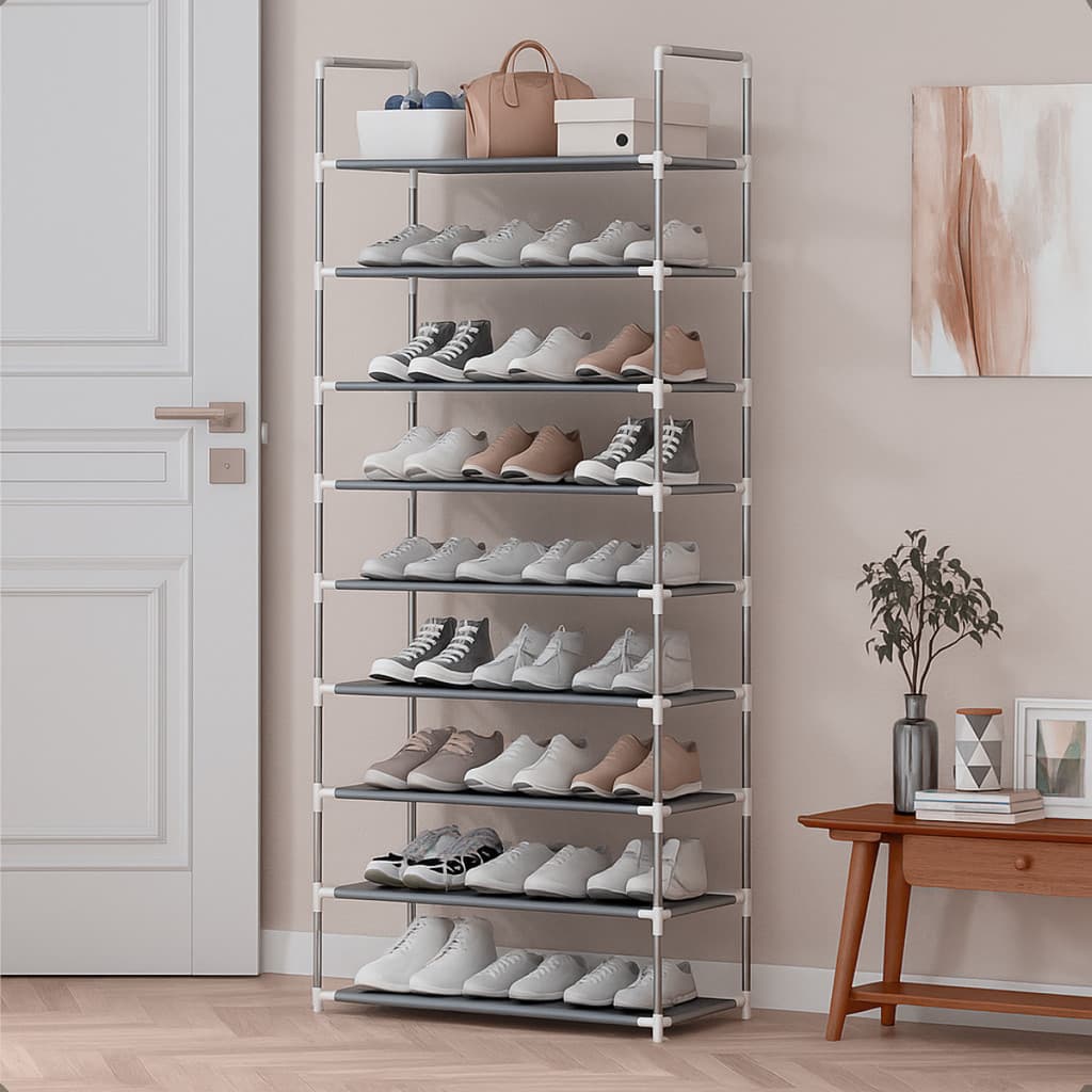 Sapateira Vertical Luxo Ferro 27 pares Organizador Prateleira 9 Andares Estante Multiuso Sapato