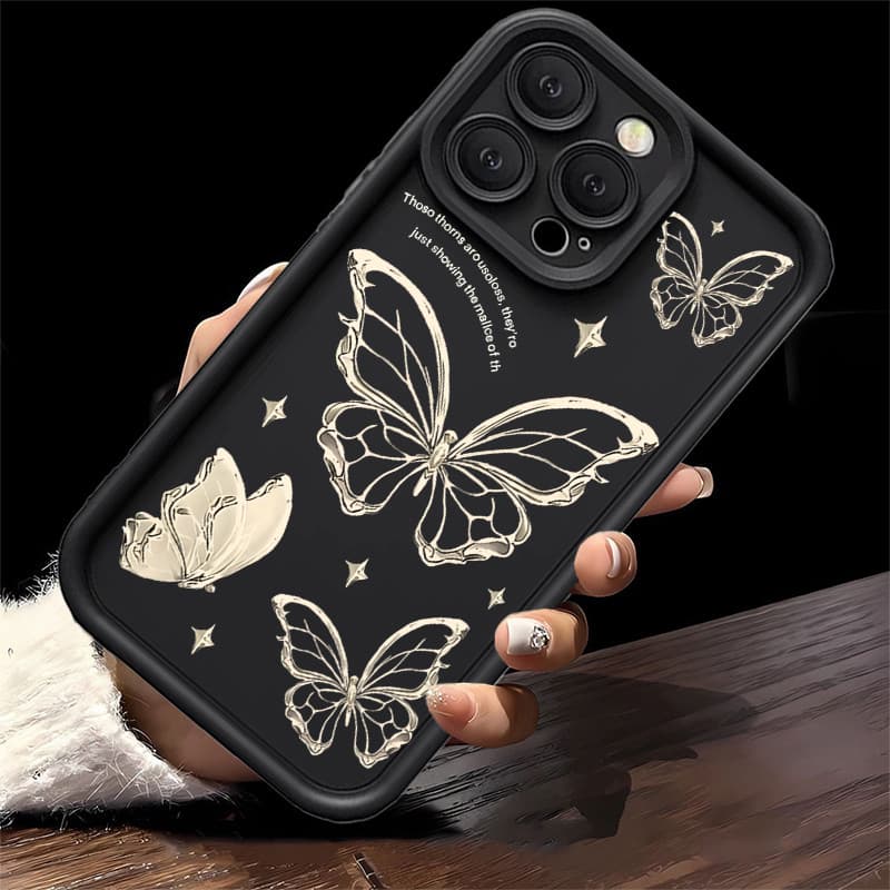 Capa Para Redmi Note 14 Pro 13 12 11 10 9 8 14C 13C 12C 10C 9A A5 A3 A2 A1 Softcase Borboleta Dourada ZYCase