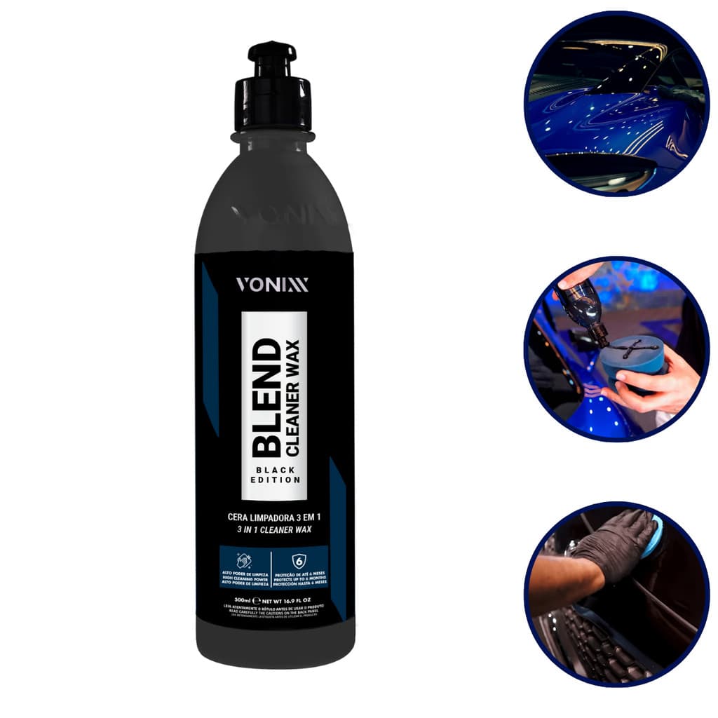Cera Blend Cleaner Black de Carnaúba Vonixx 500ml Proteção Profunda e Brilho para Pintura Automotiva