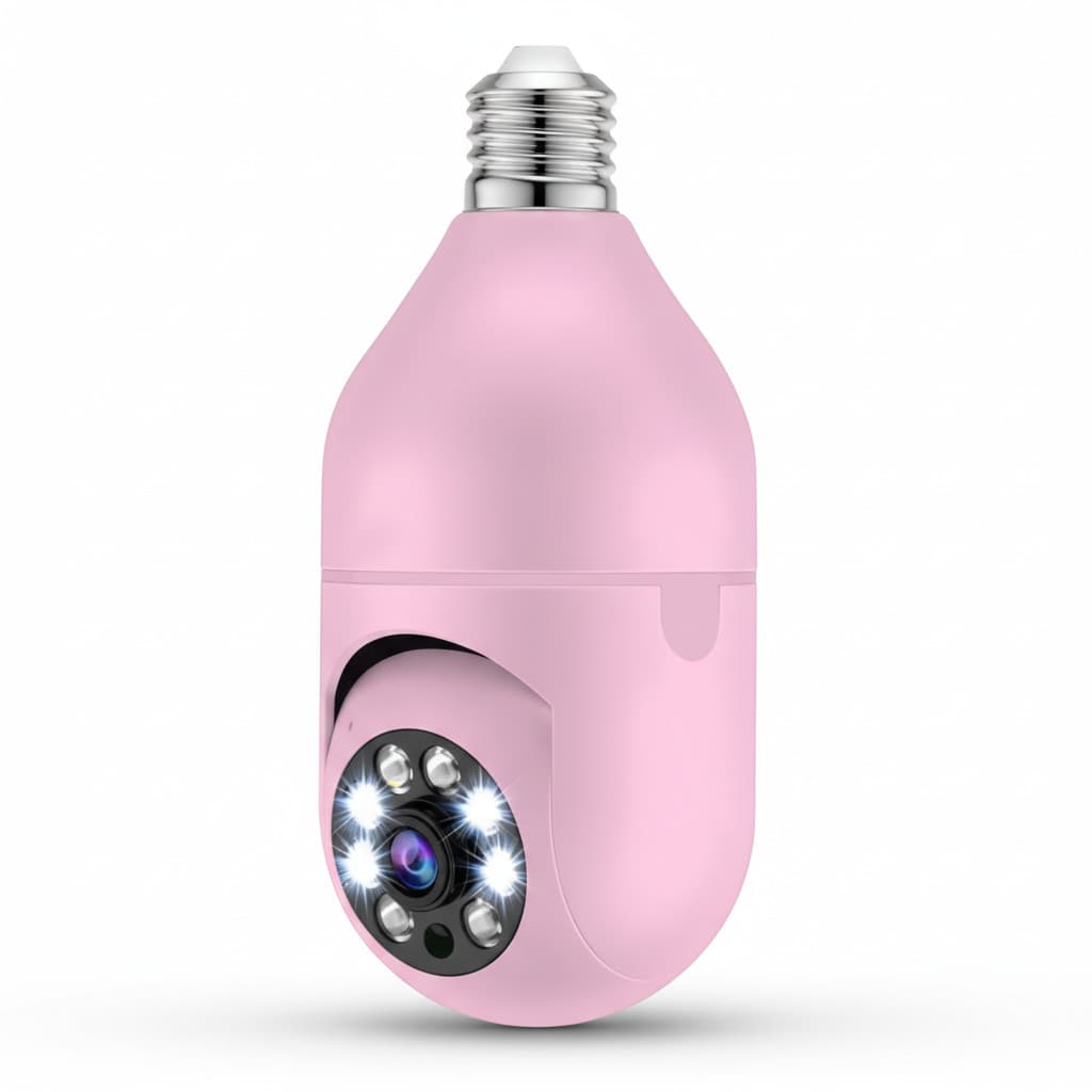Câmera Lâmpada Mini IP Wi-Fi Sem Fio Visão Noturna Microfone Alto-Falante Acesso Remoto App Monitoramento 1080P