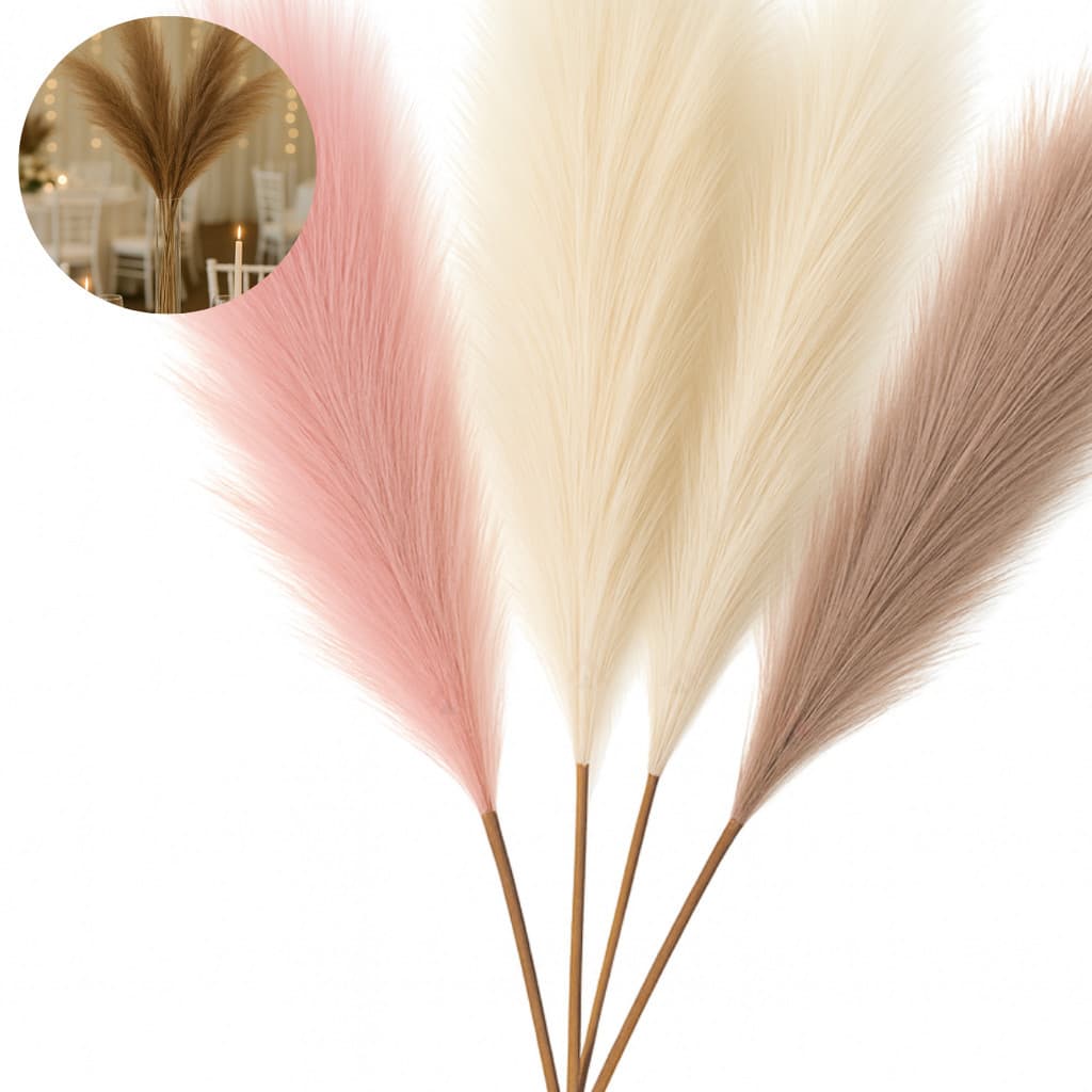 10/20/30/40 Kit Plumas Capim Pampas 55cm Decoração Festa Casamento Moderna Arranjo Artificial