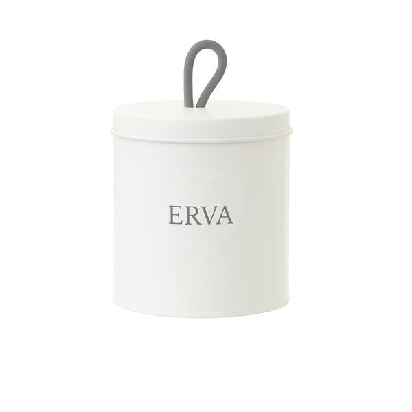Lata Porta Mantimentos Canelada Branca Para Cozinha Com Tampa E Puxador De Corda 17x13,5cm Erva