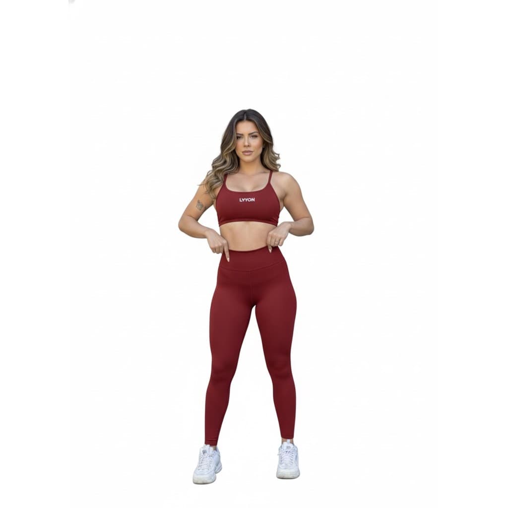 Conjunto Fitness Top Costas Nadador e Calça Poliamida Modeladora