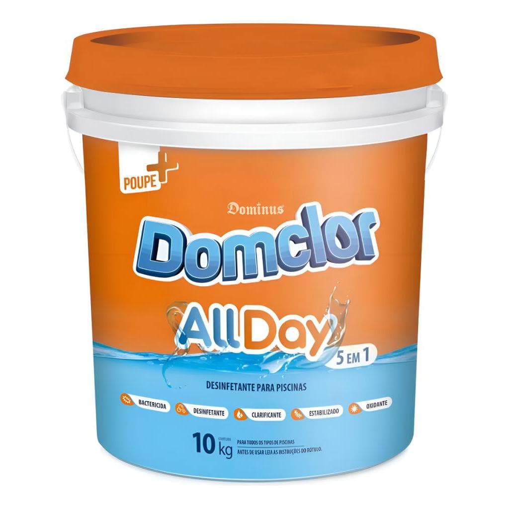 Clorador Multiação Para Piscina Allday 5 Em 1 Domclor 10kg Cor Branco