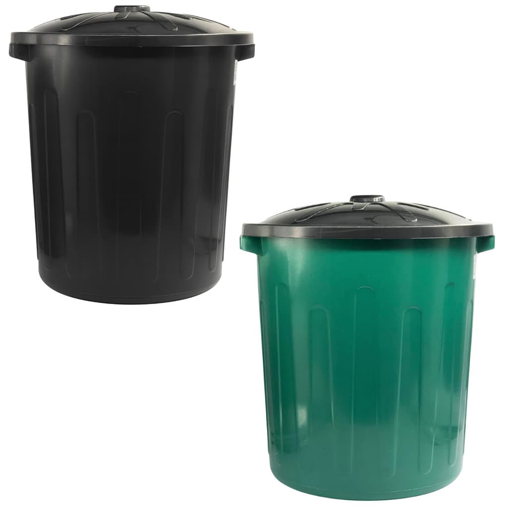 Lixeira 30L Fechada Azul ou Preta Com Tampa e Alças Laterais