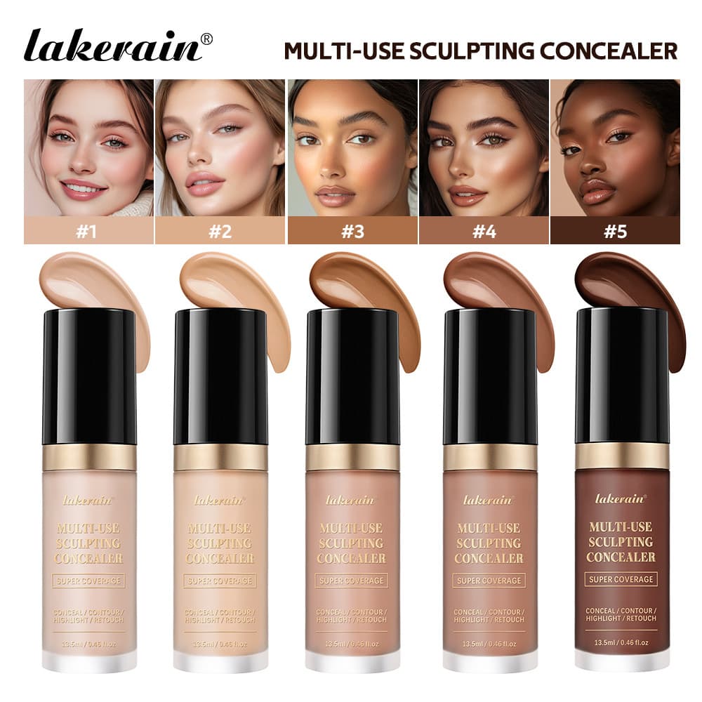 lakerain Corretivo De Cinco Cores + Conjunto Removedor De Maquiagem Acabamento Natural Ilumina A Tez Cobre Olheiras Óleo