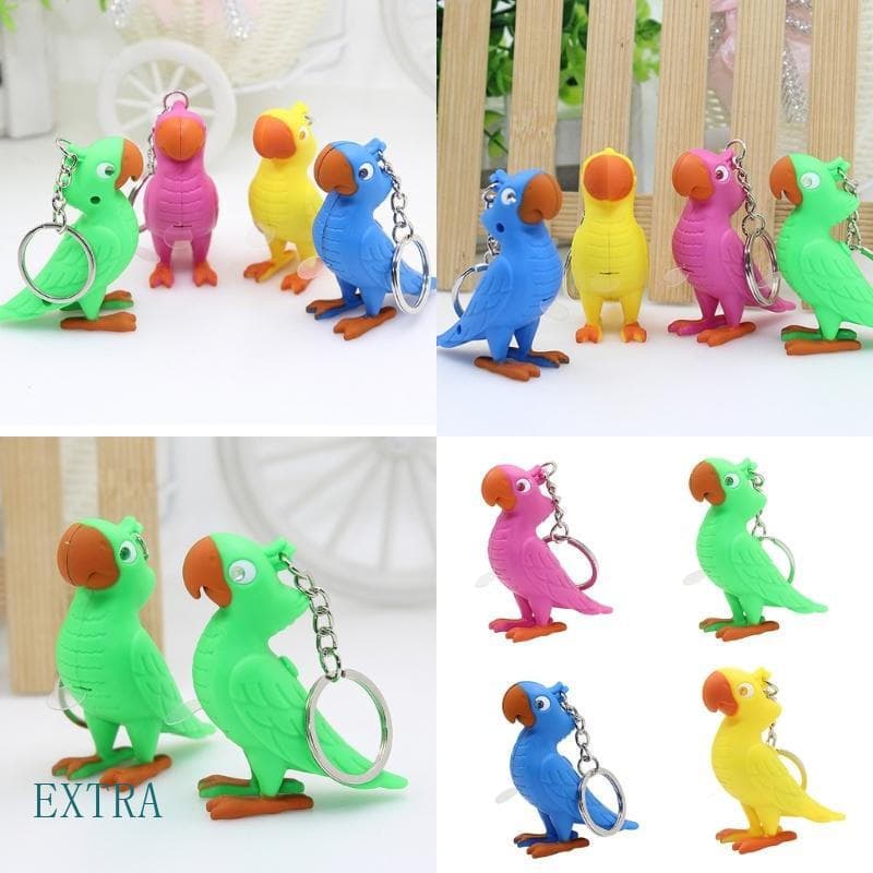 Chaveiro LED De Papagaio Colorido EXT Com Sons De Animais E Design Portátil , Acessórios De Chaveiros Exclusivos Para Us