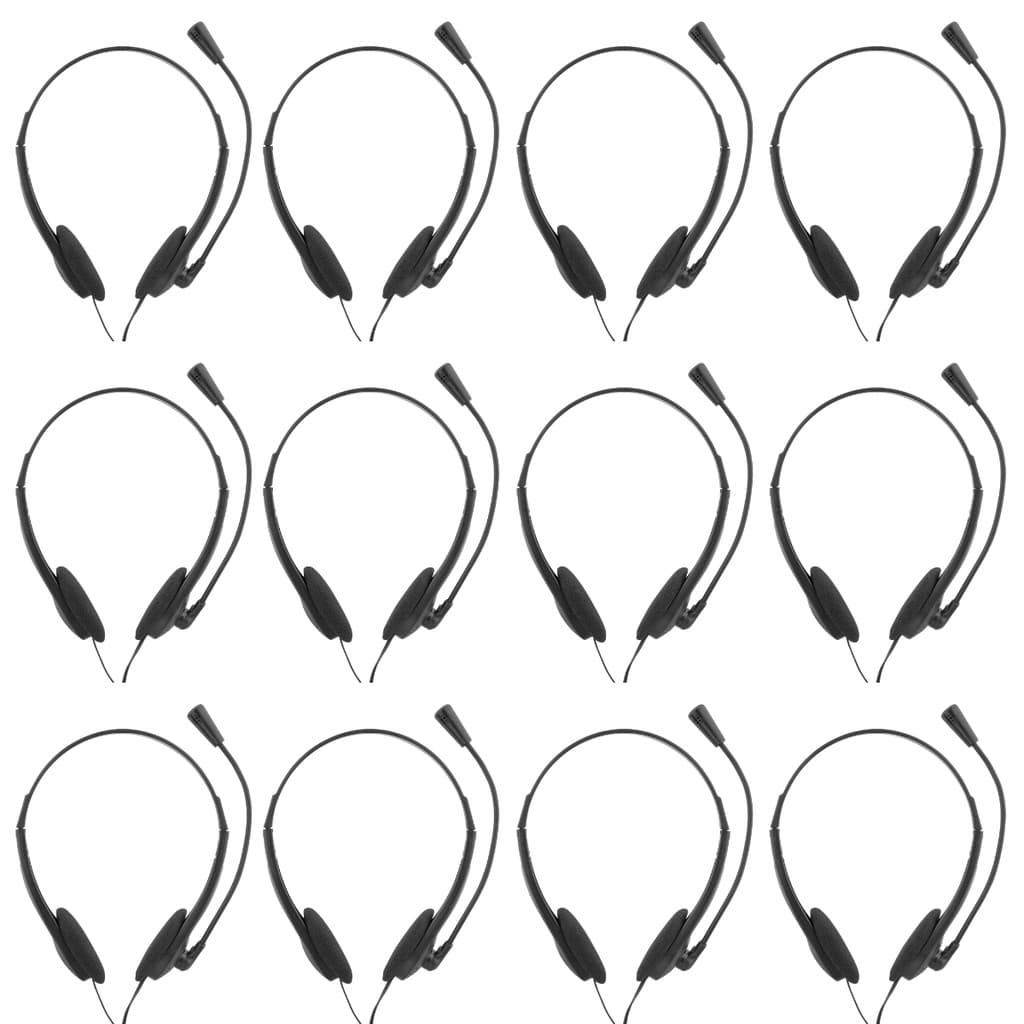 Kit com 12 Fones De Ouvido Headset P2 Microfone Preto Bright
