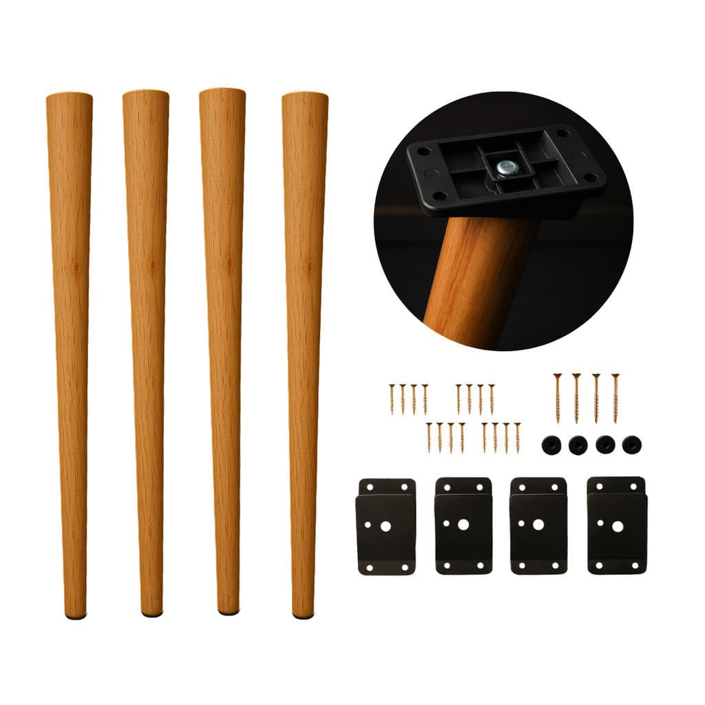 Jogo 4 Pés Palito 70cm Para Mesa Moveis + Chapinhas E Parafusos Fixação Criado