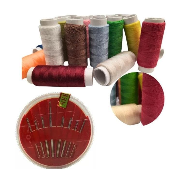 Kit 10 Linhas de Costura + 10 Agulhas – Para Reparos e Ajustes Rápidos