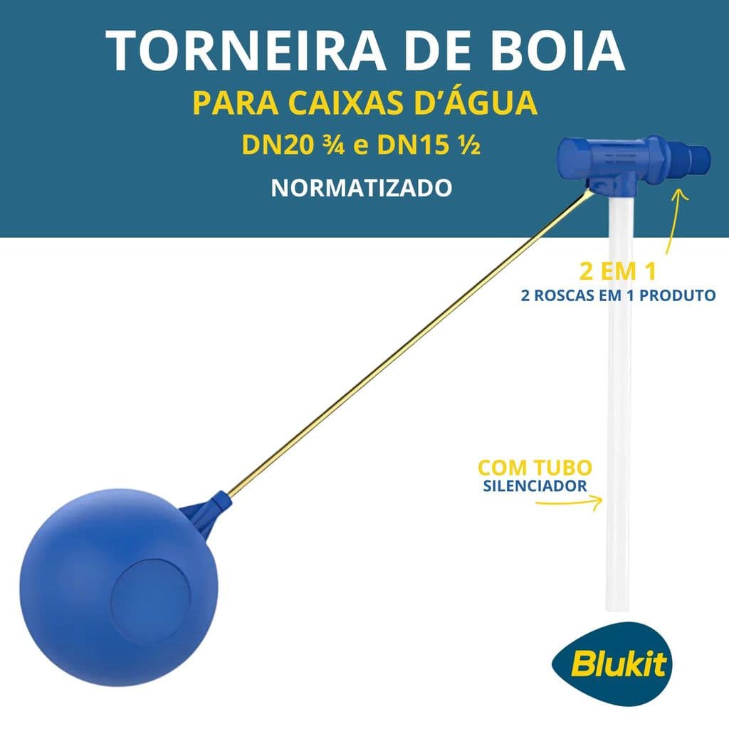 Torneira Bóia Caixa D'água Com Alta Vazão 3/4 E 1/2 Blukit 191401