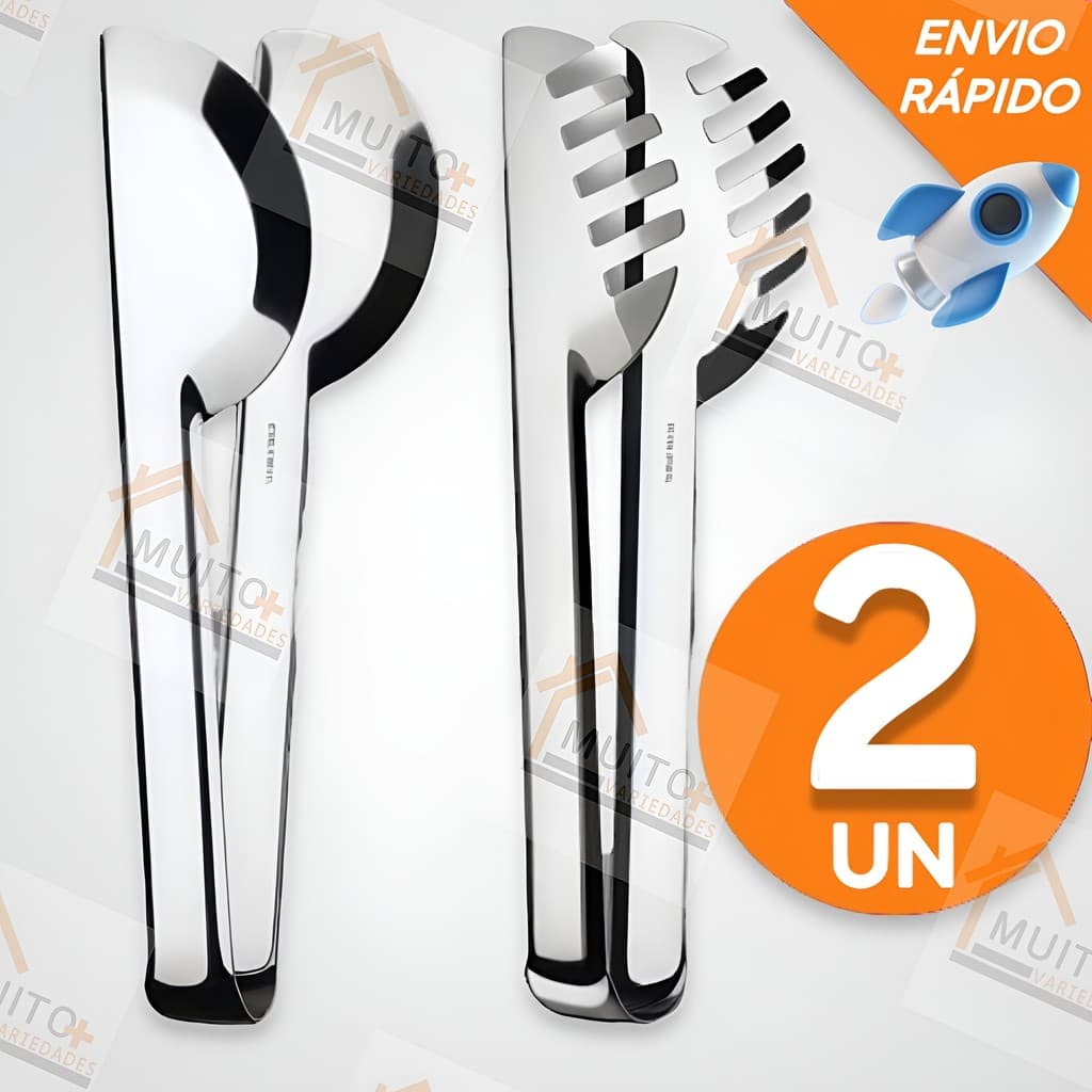 Kit 2 Utensílios Para Cozinha Inox Pegador Universal Pegador de Massas