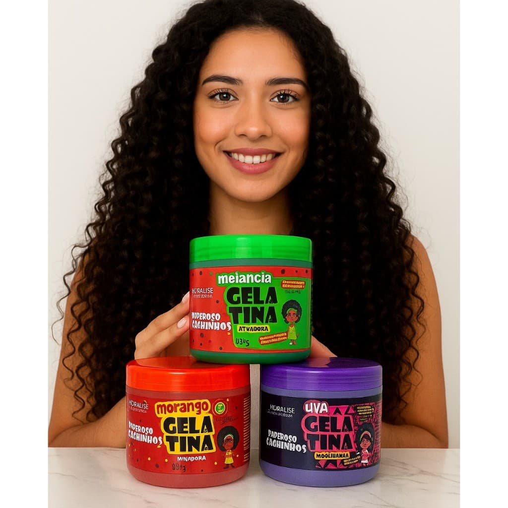 Gelatinas Kids Melancia, Uva e Morango Poderoso Cachinhos Hidralise 500g