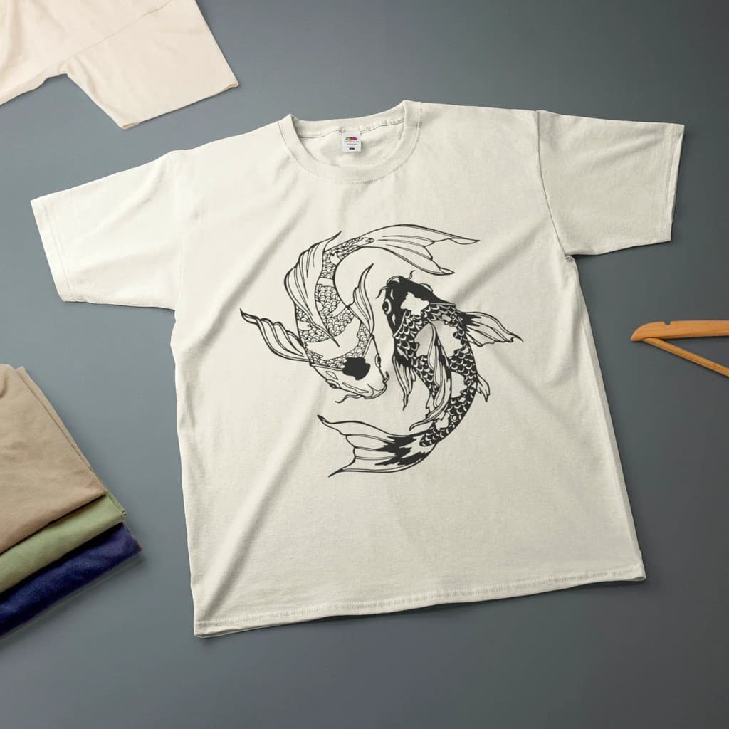 Camisa aesthetic Y2K com Peixes Yin Yang vibe retrô grunge, modelagem plus size