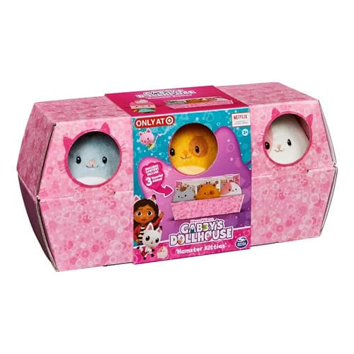 Pelúcia Gatinhos Gabby's Dollhouse 3 Hamsters Kittie Fofinho Colorido