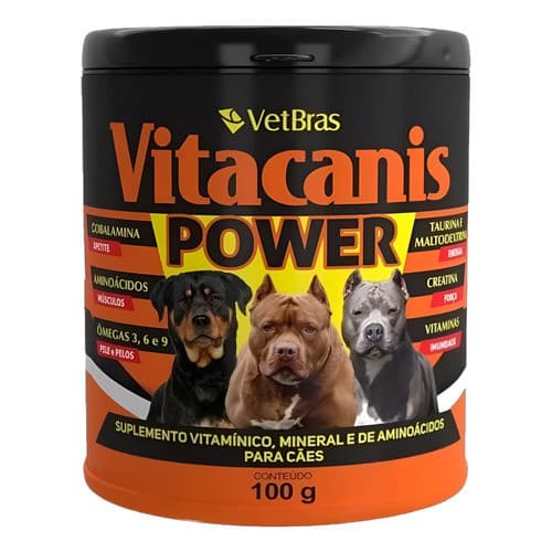 Vitacanis Power Suplemento Vitamínico Pit Bull Cães Fortes 100g