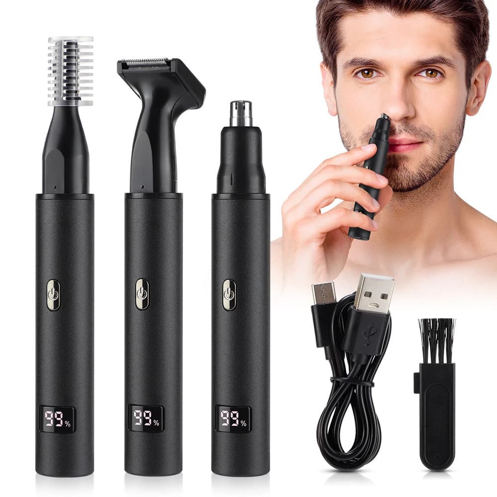 Aparador de cabelo elétrico recarregável tudo em um com display LED, kit de cuidados masculinos, aparador de barba, apar