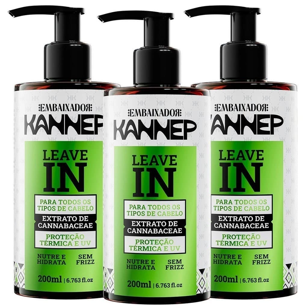 Kit 3x Leave-In Kannep Embaixador 200ml – Proteção Térmica + UV | Nutrição + Fim do Frizz