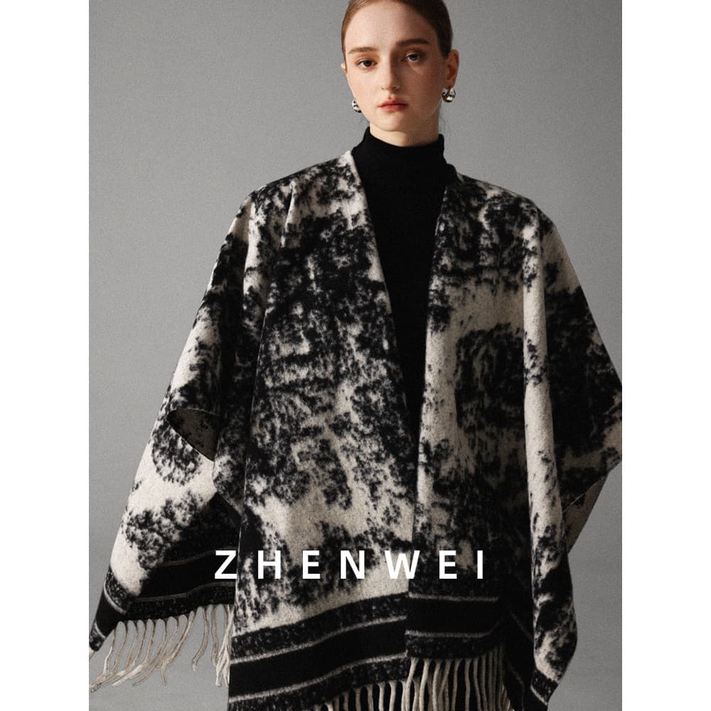 2025 novo estilo manto Extra grande lenço ampliado xale dupla utilização feminino exterior Wear outono inverno babador A