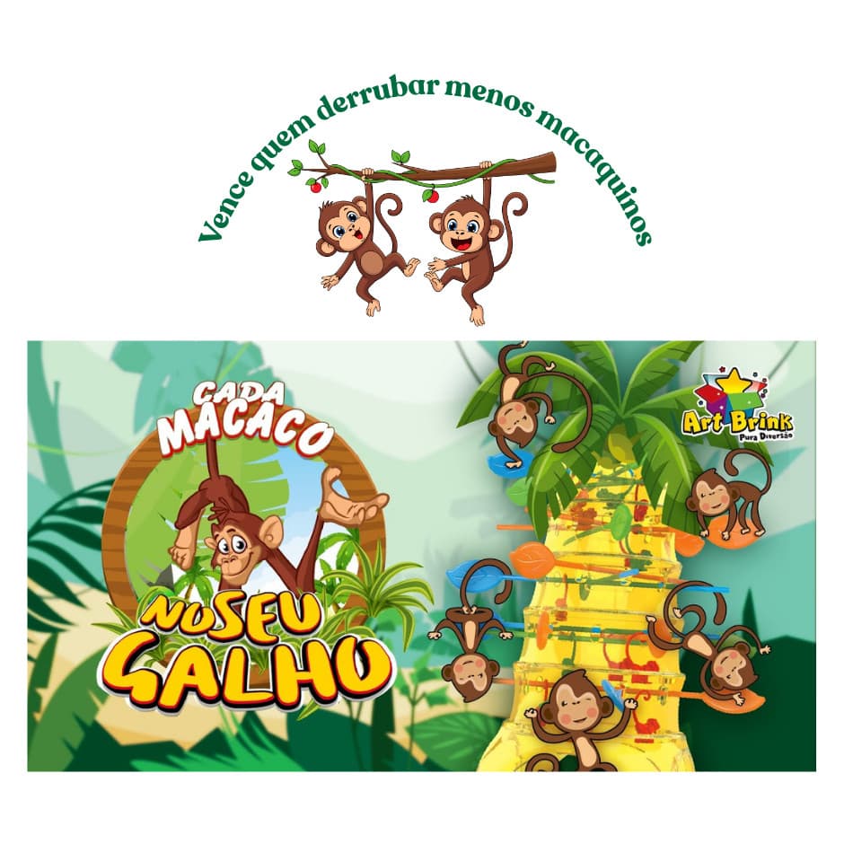 Jogo Pula Macacos 15cm  Cada Macaco no seu Galho - Art Brink