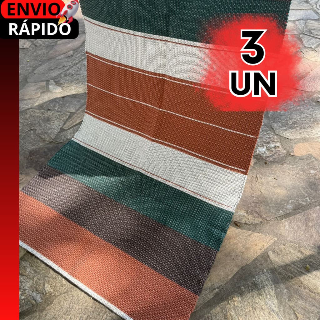 CONJUNTO TAPETES ARTESANAIS FEITO A MÃO EM TEAR MANUAL ESTILO RÚSTICO DECORATIVO PARA QUARTO E SALA.