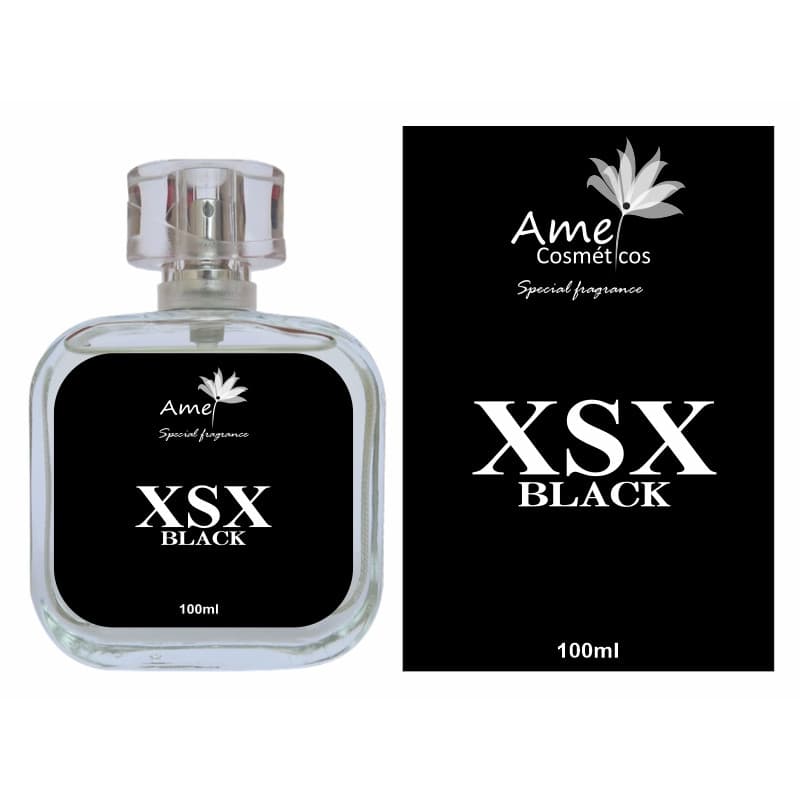 Perfume XSX Black Masculino Amei Cosméticos Alta Fixação 33% de Essência Importada EDP