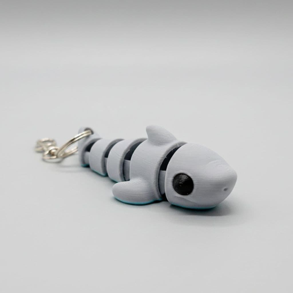 Chaveiro Tubarão Flexível Colorido Articulado Flexi Tuba Shark Animal Premium Com Argolas