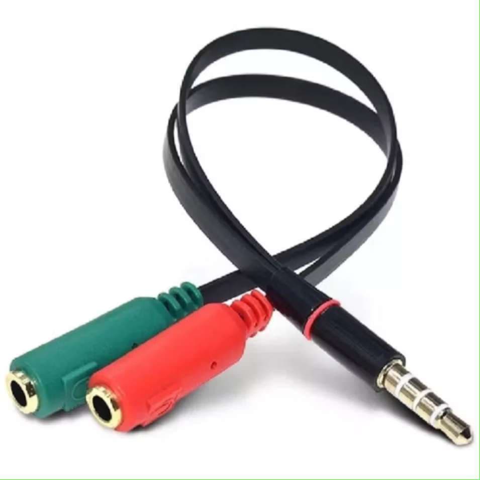 Cabo Adaptador Áudio P2/P3 1 Macho para 2 Fêmeas, Ideal para Headset com Microfone PC e Notebook