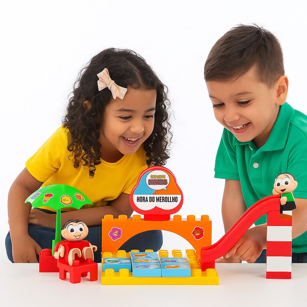 Turma Da Mônica Brinquedo Educativo Infantil 3-8 anos com Blocos de Montar e Bonecos