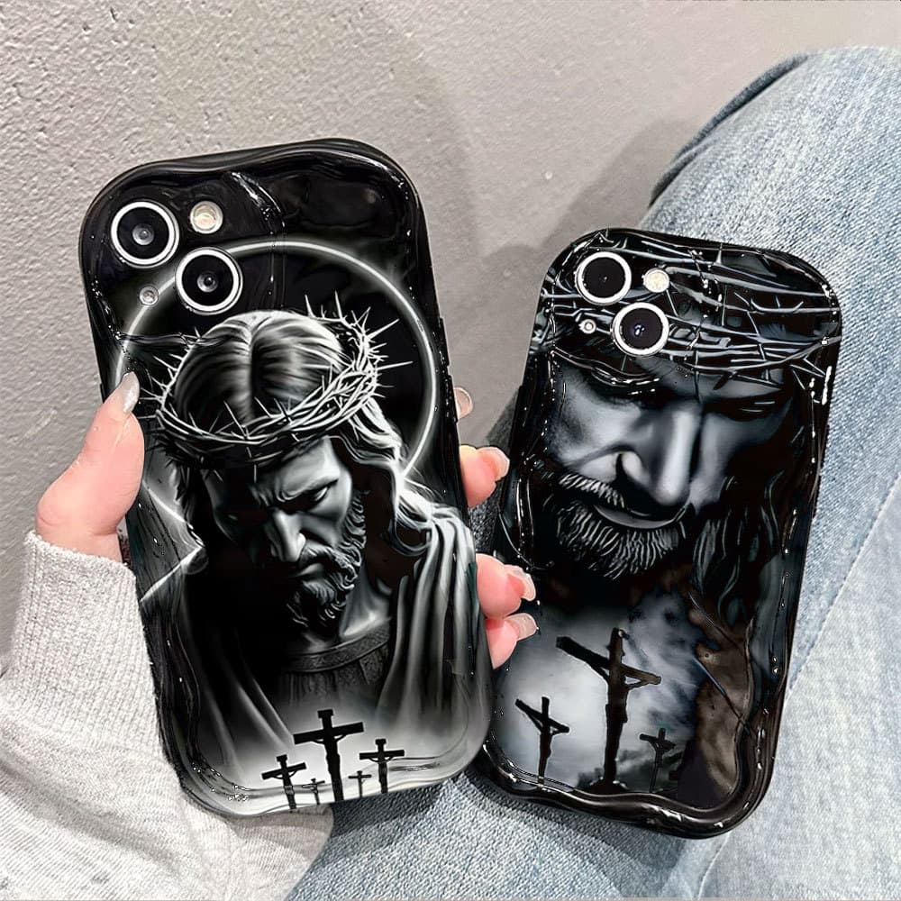 Capa Para Redmi Note 14 Pro 13 12 11 10 9 8 14C 13C 12C 10C 9A POCO X7 C75 C65 Religioso Jesus Padrão Creme Caso
