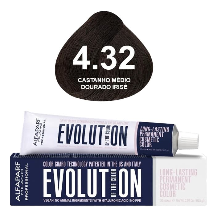 Alfaparf Evolution 4.32 Castanho Médio Dourado Irisé 60ml