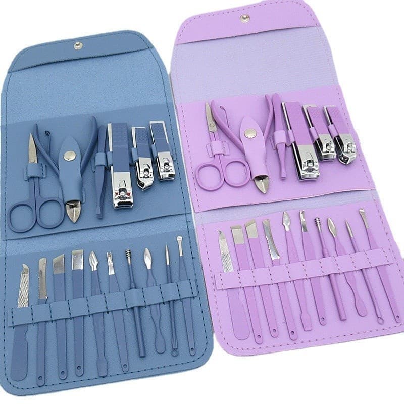 Kit 16 Peças Cortador De Unhas normal completo, Conjunto de Manicure e Pedicure  com Alicate de Unha masculino