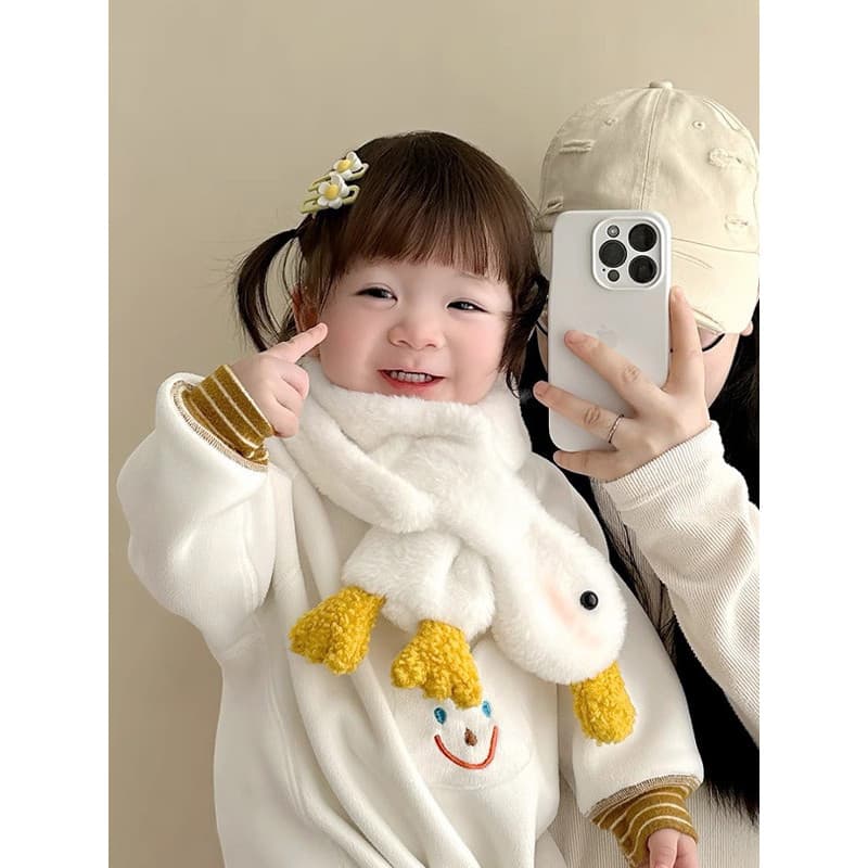 Lenço de bebê inverno bebê bonito pelúcia menino babador pequeno pato amarelo menina colar crianças gola quente
