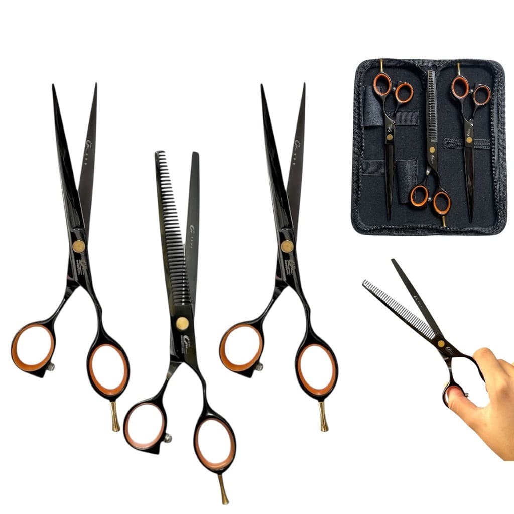 Kit Tesoura Profissional Umi Laser Navalha E Desfiadeira 6.0