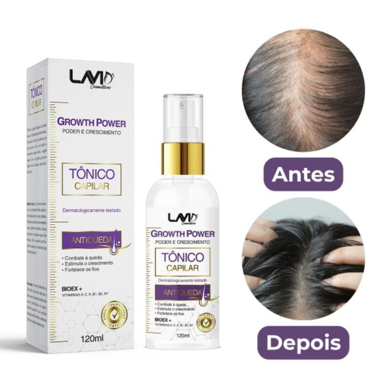 Tonico Capilar Poderoso– Antiqueda, Fortalece e dá Crescimento | Dermatologicamente Testado 120ML