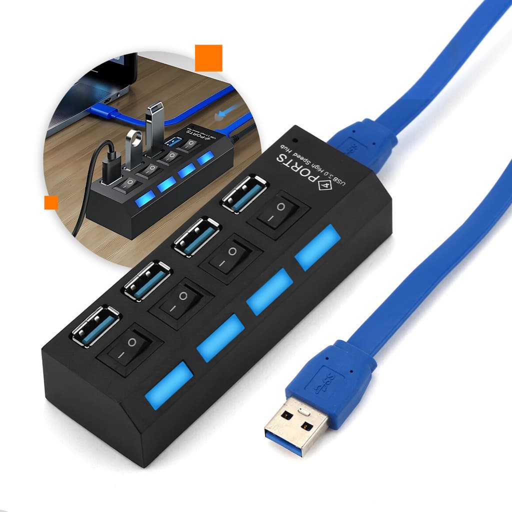 Hub Usb 3.0 Adaptador Switch 4 Portas Cabo 3.0 Mesa LEHMOX