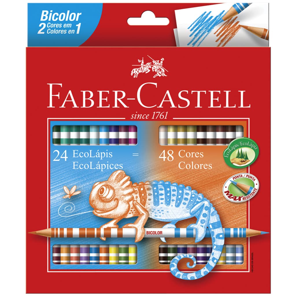 Lápis de Cor Ecolápis Faber-Castell Bicolor 24 Unidades 48 Cores