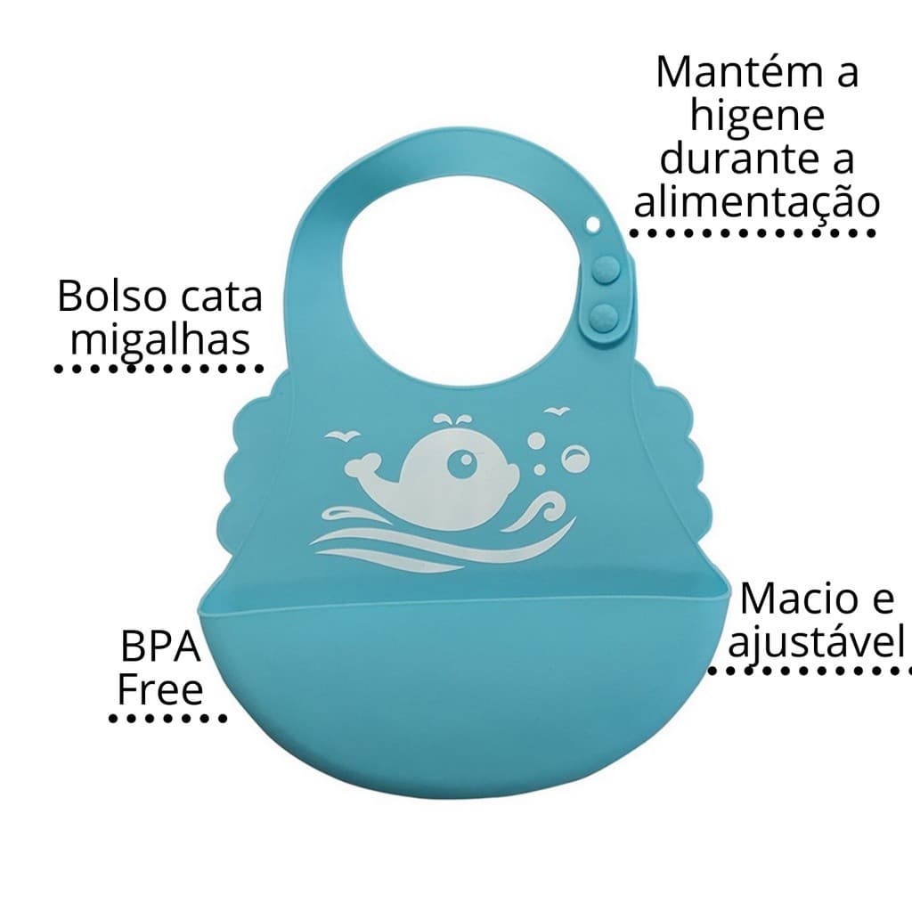 Babador De Silicone Cata Pega Migalhas Impermeavel Bebê Blw