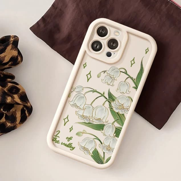 Capinha Capa de Silicone padrão lírio-do-vale Anti queda para Samsung A04 A05 A10 A12 A14 A15 A32 A35 A55 A72