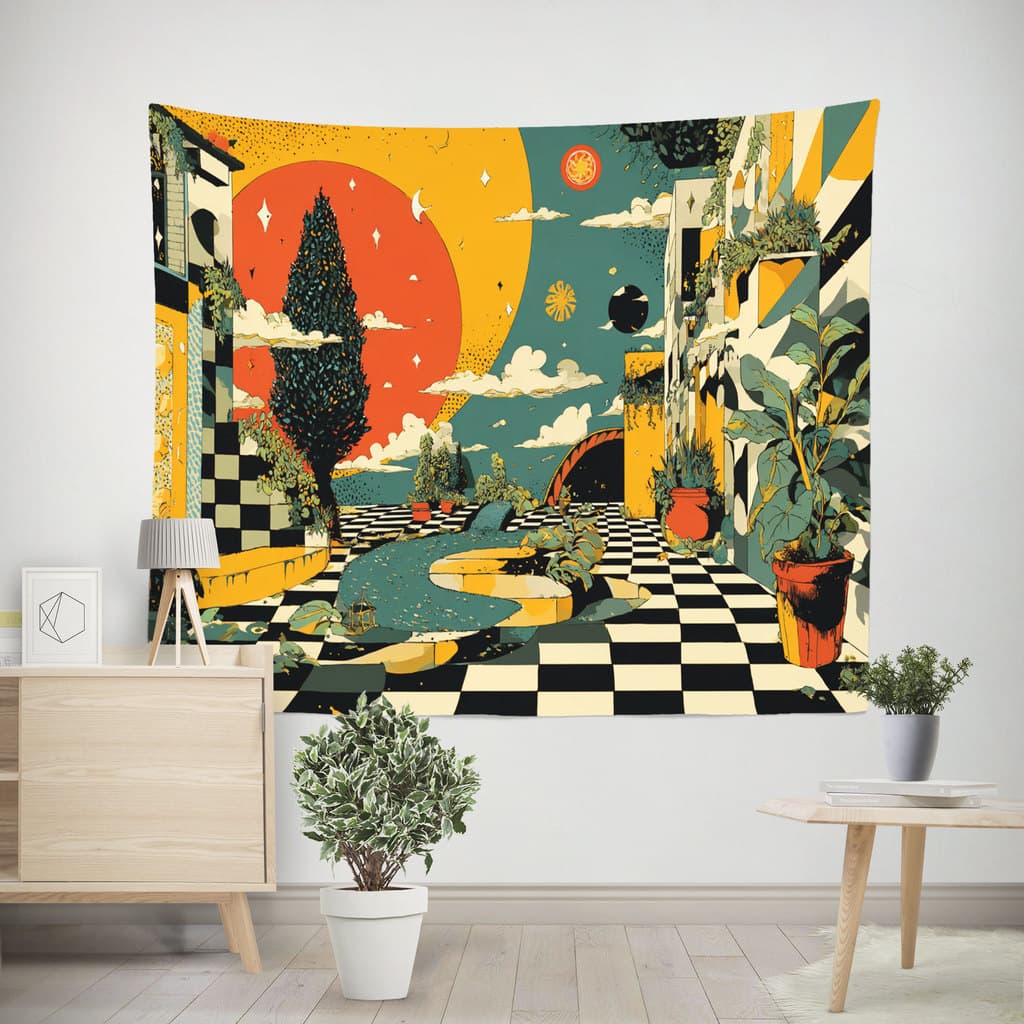 Tapeçaria de estilo abstrato para decoração de parede com pacote de instalação - && * &- & * - & *