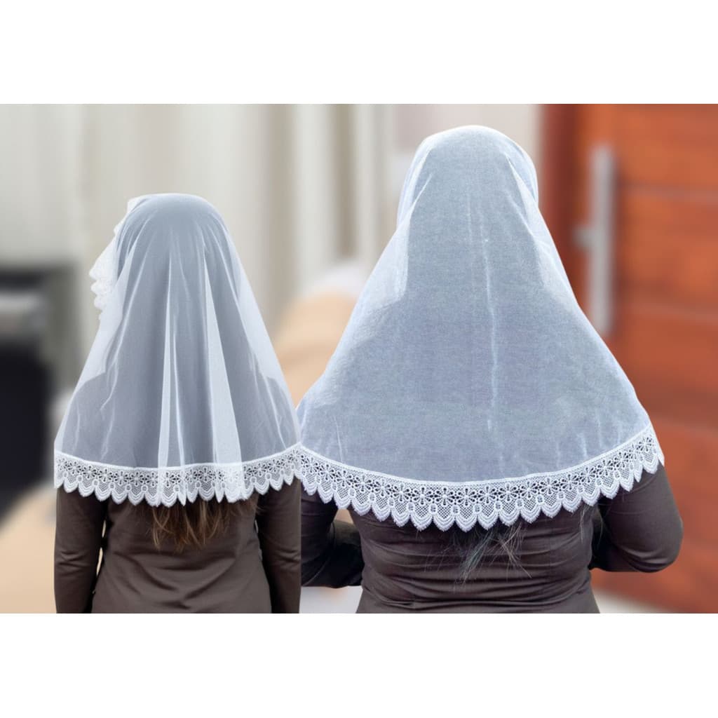 Kit Véu Ccb Mãe E Filha Renda Guipir Média Congregação Cristã Várias Idades (mod. Betânia)