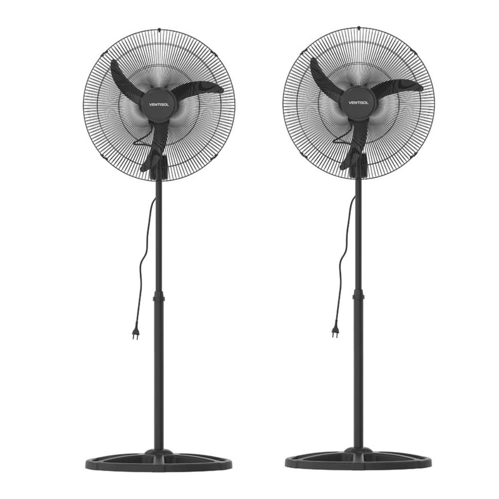 Kit 2 Ventilador Coluna 50cm Preto Bivolt Pedestal Ventisol