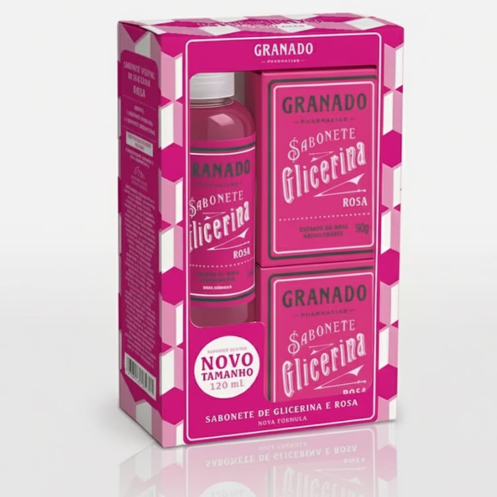 Kit para Presentear Com Sabonete Líquido + Barras De Glicerina Rosa Granado