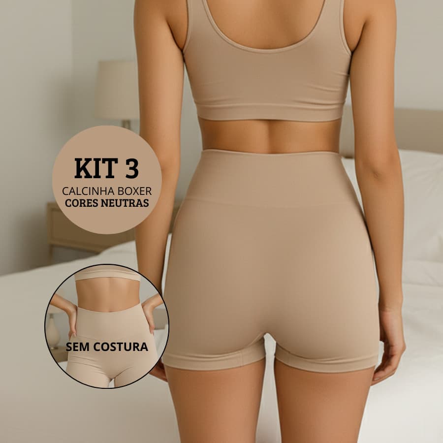 Kit 3 Calcinhas Boxer Feminina Sem Costura Cueca Poliamida Não Marca Promoção Shortinho Segunda Pele