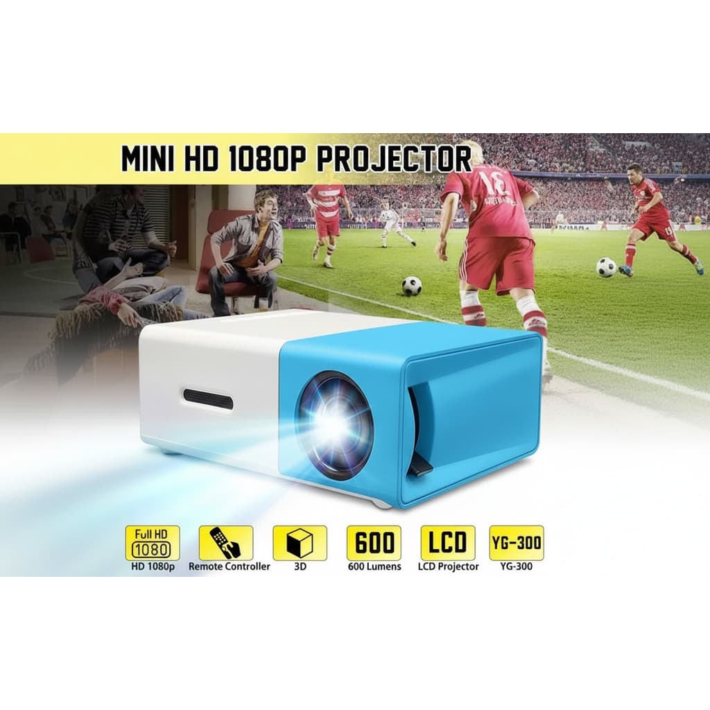 Mini Projetor Portátil Led 1080p 600 Lúmens Hdmi YG300 - Envio Imediato