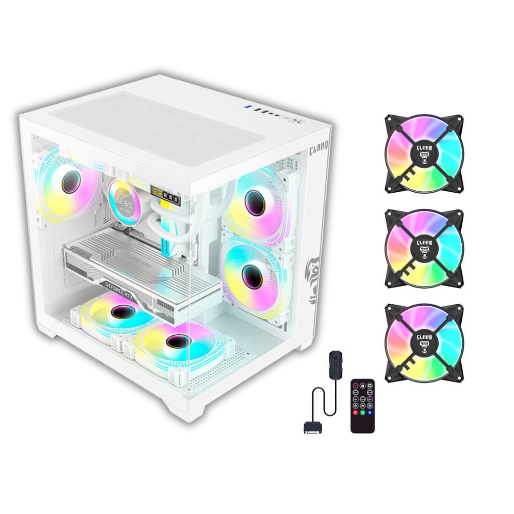 Gabinete Gamer Snow Grodd + 3 Fans ARGB + Controladora Clanm