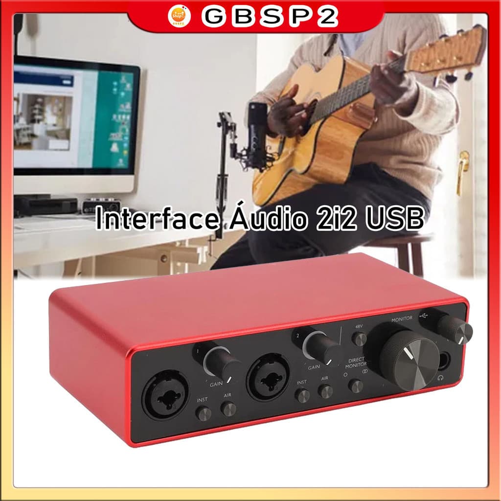 Interface Áudio 2i2 USB – Alta Qualidade de Som, 3ª Geração Pronta Entrega