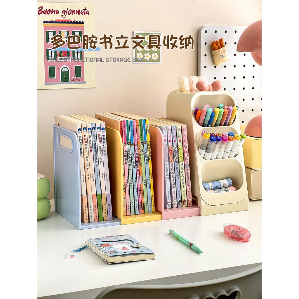 Suporte de caneta rack de armazenamento de mesa caixa de livro estante estante meninos crianças meninas mesa de estudo e