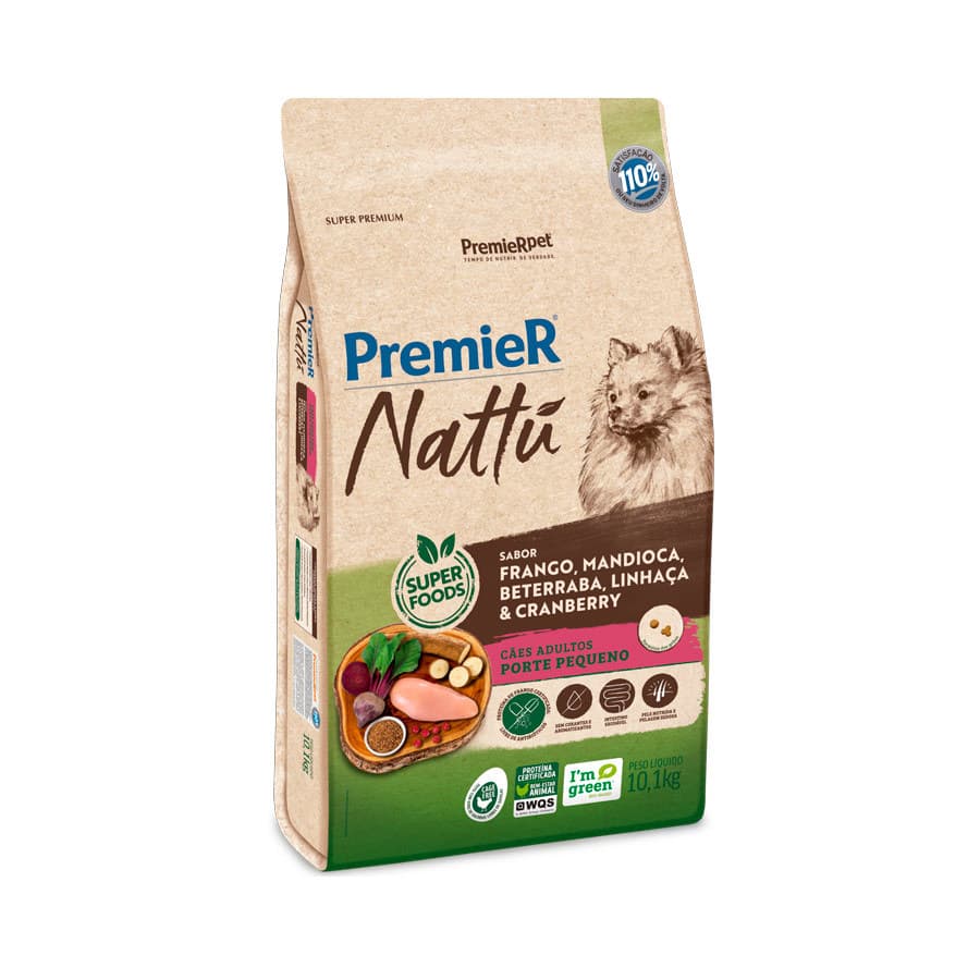 Ração para cães adultos porte pequeno Premier Nattú frango com mandioca - 10,1kg