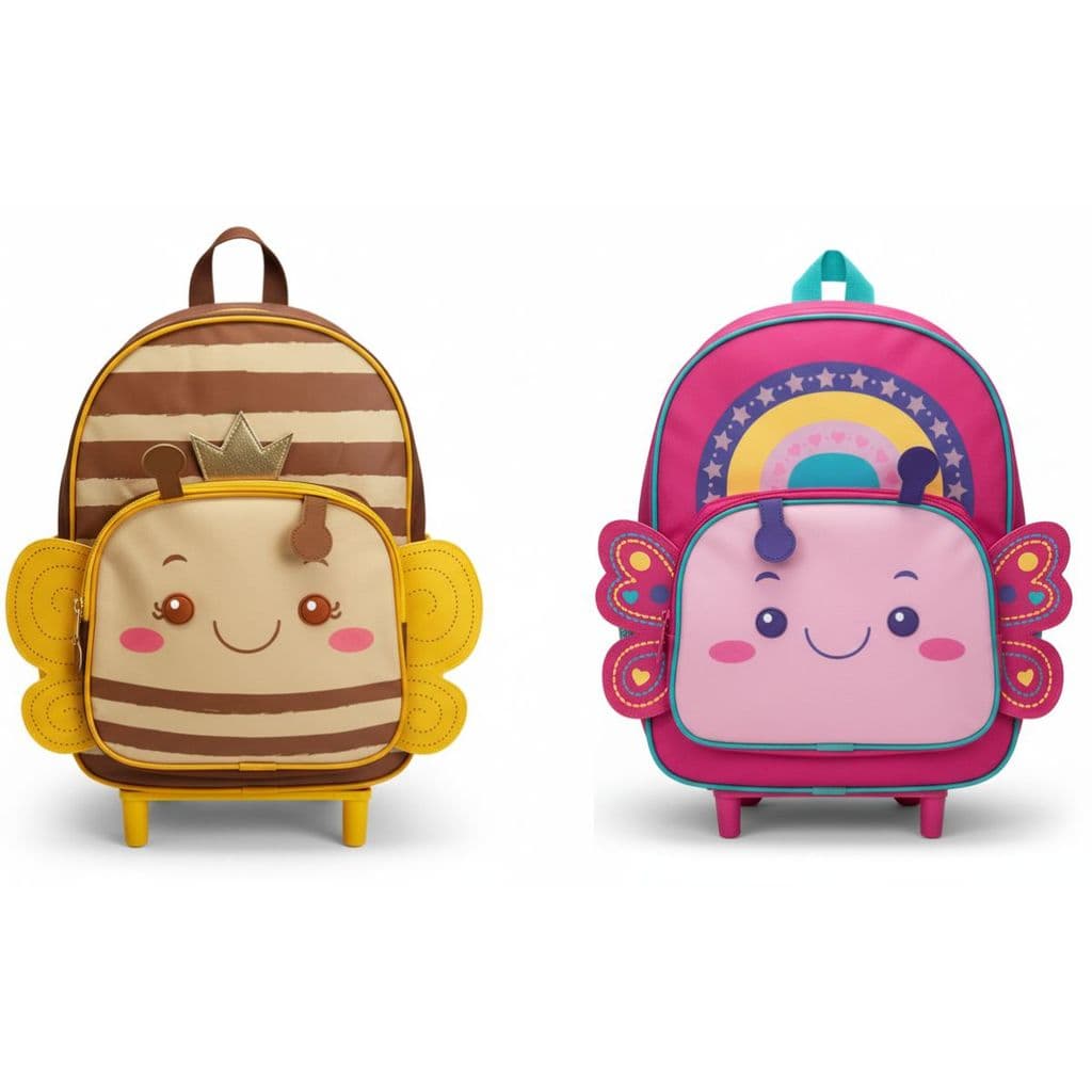 Mochila Clio Kids Rodinha 3D Temas Borboleta e Abelha